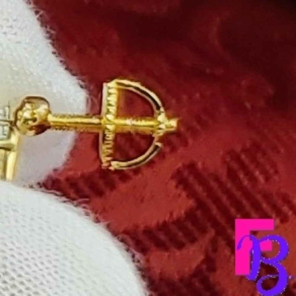 LARGE Mens 14K Micropave Earrings